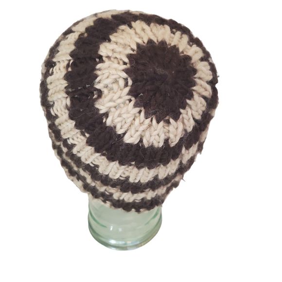 Scala Knit Beanie Hat Stripe Knit Unisex One Size Brown Cream - Picture 3 of 4